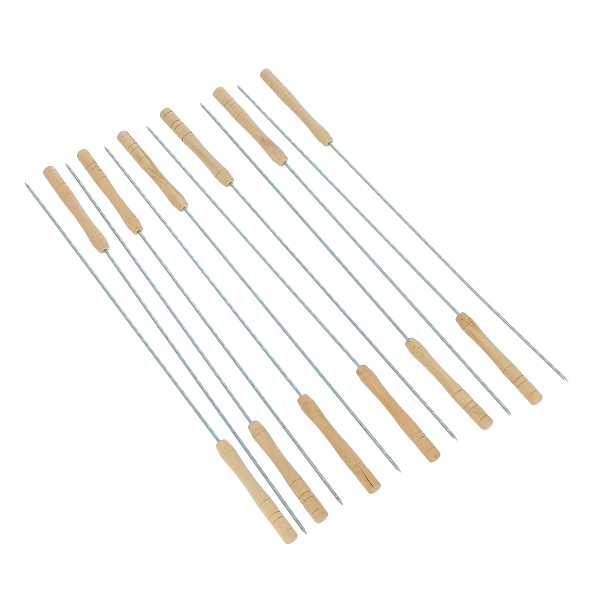 Royalford RF9400 BBQ Skewers 32cm Set of 12 | Stainless Steel Grill Skewers | Heat-Resistant Wooden Handle | Perfect for Barbecue, Kebabs, Outdoor Grilling & Camping Use