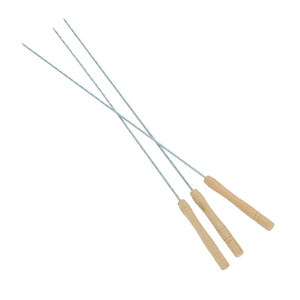 Royalford RF9400 BBQ Skewers 32cm Set of 12 | Stainless Steel Grill Skewers | Heat-Resistant Wooden Handle | Perfect for Barbecue, Kebabs, Outdoor Grilling & Camping Use