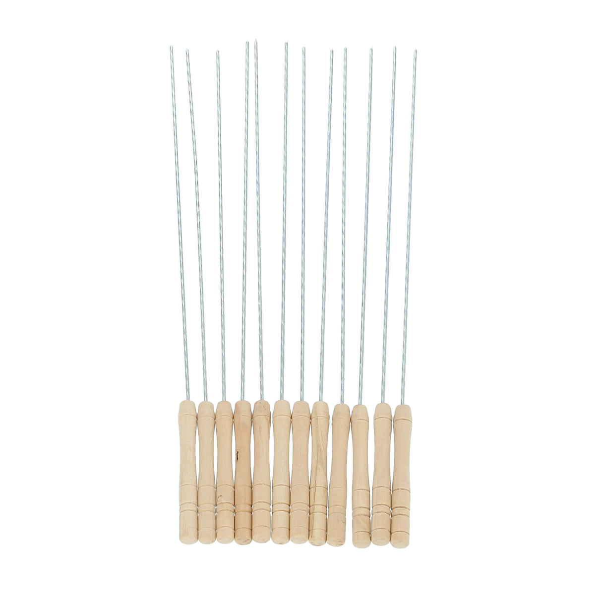 Royalford RF9400 BBQ Skewers 32cm Set of 12 | Stainless Steel Grill Skewers | Heat-Resistant Wooden Handle | Perfect for Barbecue, Kebabs, Outdoor Grilling & Camping Use