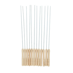 Royalford RF9400 BBQ Skewers 32cm Set of 12 | Stainless Steel Grill Skewers | Heat-Resistant Wooden Handle | Perfect for Barbecue, Kebabs, Outdoor Grilling & Camping Use