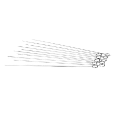 Royalford RF9402 BBQ Skewers | 42cm Set of 10 | Stainless Steel Metal Grill Skewers | Loop Handle for Barbecue, Kebabs, Outdoor Grilling & Camping Use Kitchen Accessory