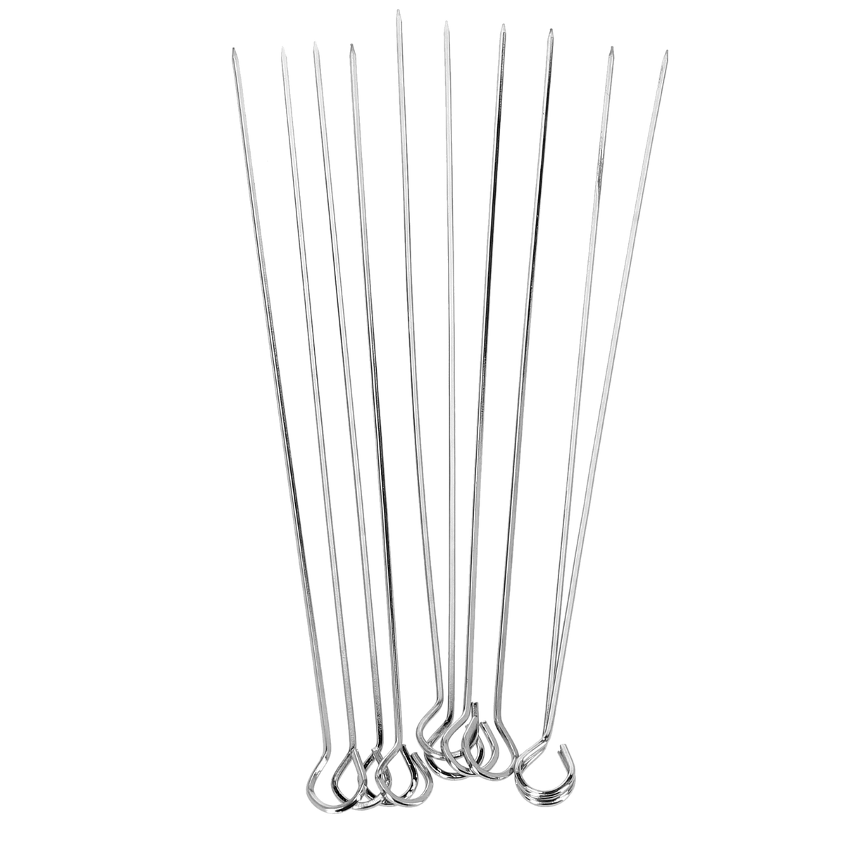 Royalford RF9402 BBQ Skewers | 42cm Set of 10 | Stainless Steel Metal Grill Skewers | Loop Handle for Barbecue, Kebabs, Outdoor Grilling & Camping Use Kitchen Accessory