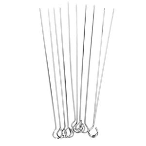 Royalford RF9402 BBQ Skewers | 42cm Set of 10 | Stainless Steel Metal Grill Skewers | Loop Handle for Barbecue, Kebabs, Outdoor Grilling & Camping Use Kitchen Accessory
