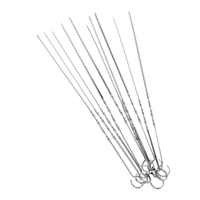 Royalford RF9403 BBQ Skewer Set |  8  Stainless Steel 40cm Reusable Barbecue Skewers |  Suitable for Grilling Kebabs, Meat, Vegetables &  Outdoor BBQ Camping Use