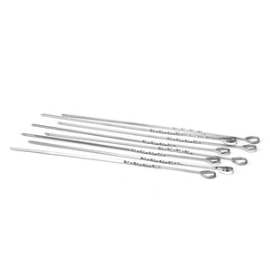 Royalford RF9403 BBQ Skewer Set |  8  Stainless Steel 40cm Reusable Barbecue Skewers |  Suitable for Grilling Kebabs, Meat, Vegetables &  Outdoor BBQ Camping Use