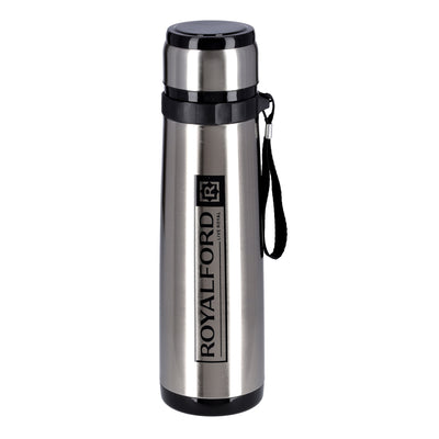 Royalford RF9459 Vacuum Bottle 600ml | Stainless Steel Double Wall Insulated Hot & Cold Water Bottle | Leak Resistant Lid for Office, Travel , Gym &  Outdoor Use
