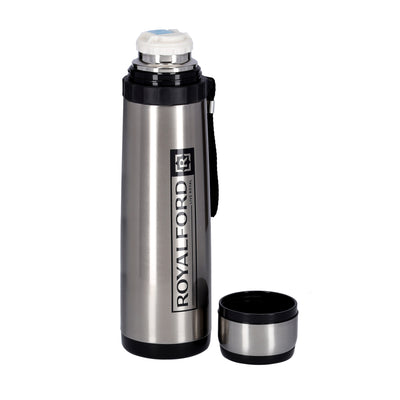 Royalford RF9459 Vacuum Bottle 600ml | Stainless Steel Double Wall Insulated Hot & Cold Water Bottle | Leak Resistant Lid for Office, Travel , Gym &  Outdoor Use