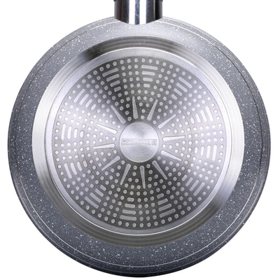 Royalford RF9465 Smart Frypan | 28cm Size | Forged Aluminium Marble Coated Induction Compatible Frying Pan | Soft Touch Handle |  Perfect For  Healthy Low Oil Cooking