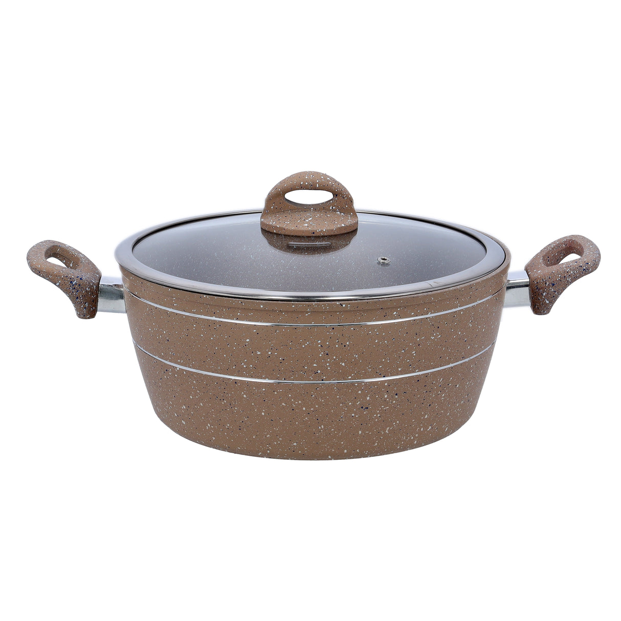 Royalford 32cm Smart Casserole with Glass Lid - Comfortable Handle, Durable, High-Quality Aluminium Construction | Non-Stick Granite Coating | Ideal for Gas, Hot Plate, Induction & Ceramic Hobs