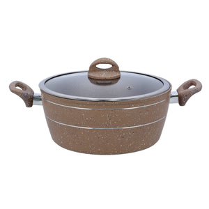Royalford 32cm Smart Casserole with Glass Lid - Comfortable Handle, Durable, High-Quality Aluminium Construction | Non-Stick Granite Coating | Ideal for Gas, Hot Plate, Induction & Ceramic Hobs