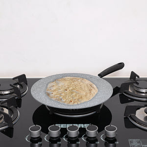 Royalford RF9507 Aluminium Marble Coated Tawa | 3-Layer Non-Stick Flat Tawa 30cm | 3mm Thick Body | PFOA & PTFE Free Coating | Bakelite Handle | Durable Elegant Design