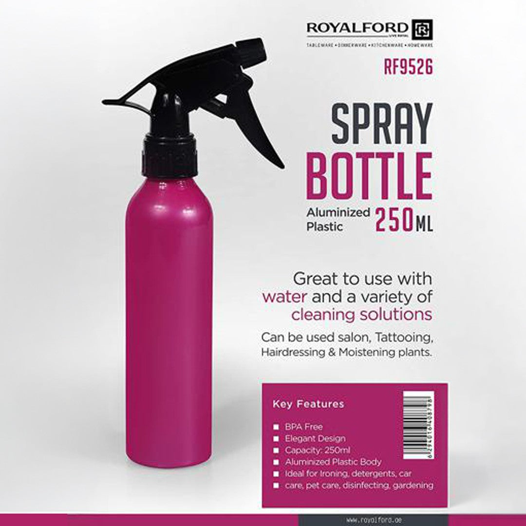 Royalford RF9526 250ml Spray Bottle | BPA Free | Aluminized Plastic Multipurpose Cleaning & Water Sprayer for Home, Salon, Gardening, Car Care and Disinfecting Use