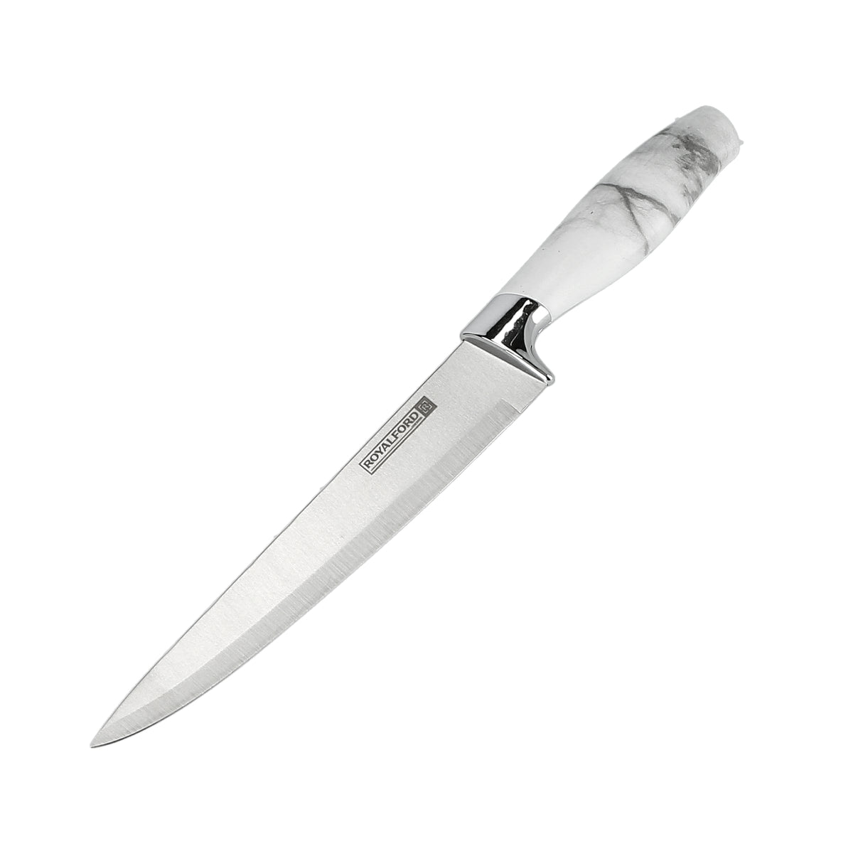 Royalford RF9533 8 Inch Slicer Knife | Marble Design Stainless Steel Blade | Ergonomic Comfortable Handle | Dishwasher Safe Kitchen Knife for Meat, Fish & Vegetables Use