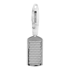Royalford RF9544 Stainless Steel Grater | Marble Handle Kitchen Grater Tool for Cheese, Vegetables & Fruits | Sharp Surface| Ergonomic Grip & Durable Easy-Clean Design