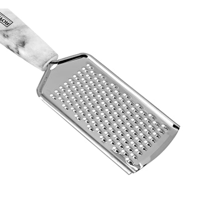 Royalford RF9544 Stainless Steel Grater | Marble Handle Kitchen Grater Tool for Cheese, Vegetables & Fruits | Sharp Surface| Ergonomic Grip & Durable Easy-Clean Design