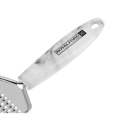Royalford RF9544 Stainless Steel Grater | Marble Handle Kitchen Grater Tool for Cheese, Vegetables & Fruits | Sharp Surface| Ergonomic Grip & Durable Easy-Clean Design