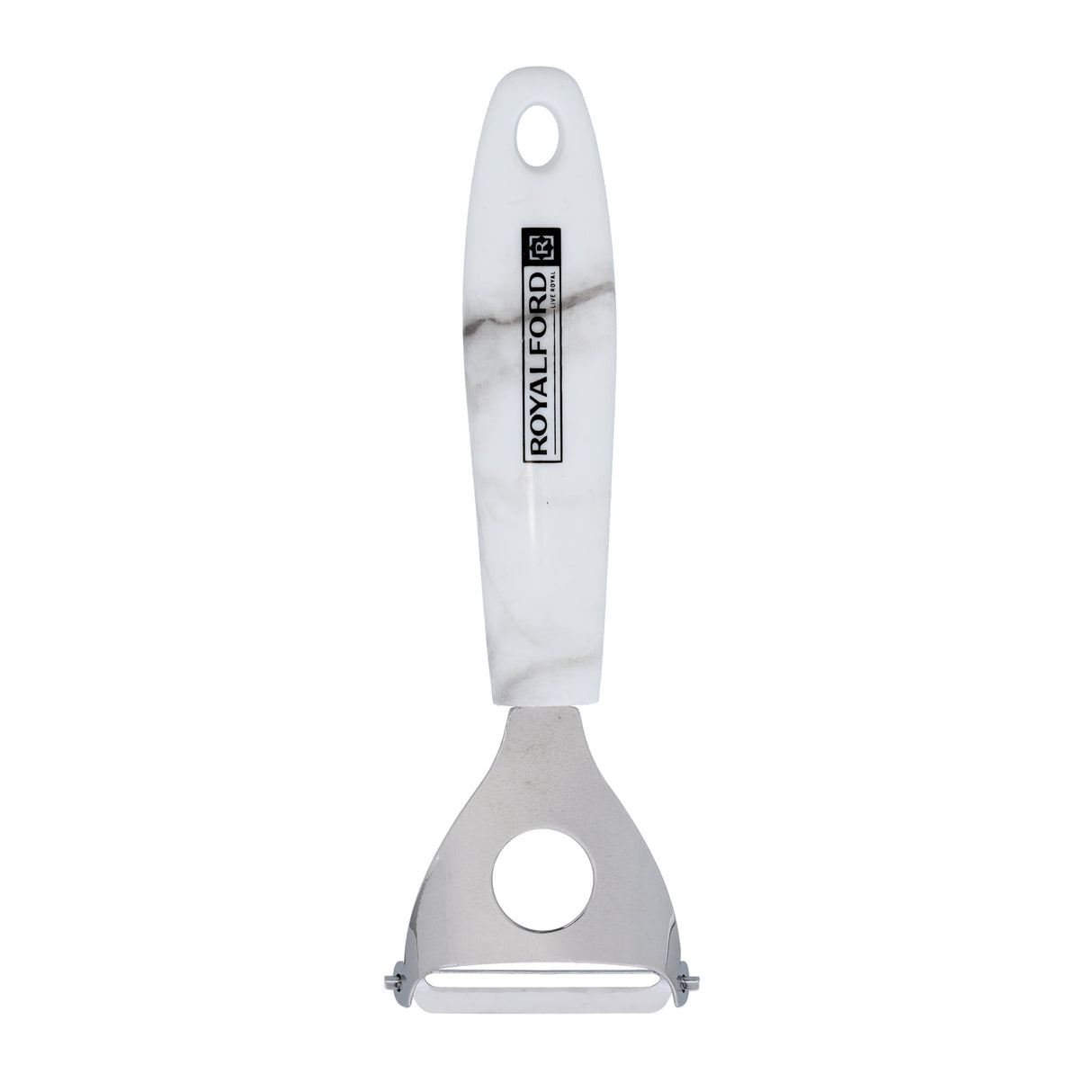 Royalford RF9553 Marble Design Stainless Steel Y-Peeler | Sharp Vegetable & Fruit Peeler with Ergonomic Handle | Durable Blade | Easy Grip and Peeling for Kitchen Use