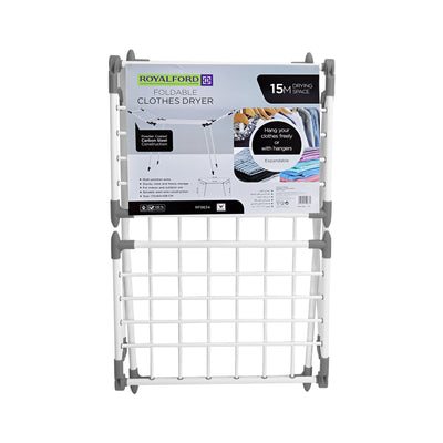 Royalford RF9634 Foldable Clothes Dryer | Expandable Steel Drying Rack |  15M Drying Space |  Multi-Position Arms |  Rust-Resistant Design for Indoor & Outdoor  Use