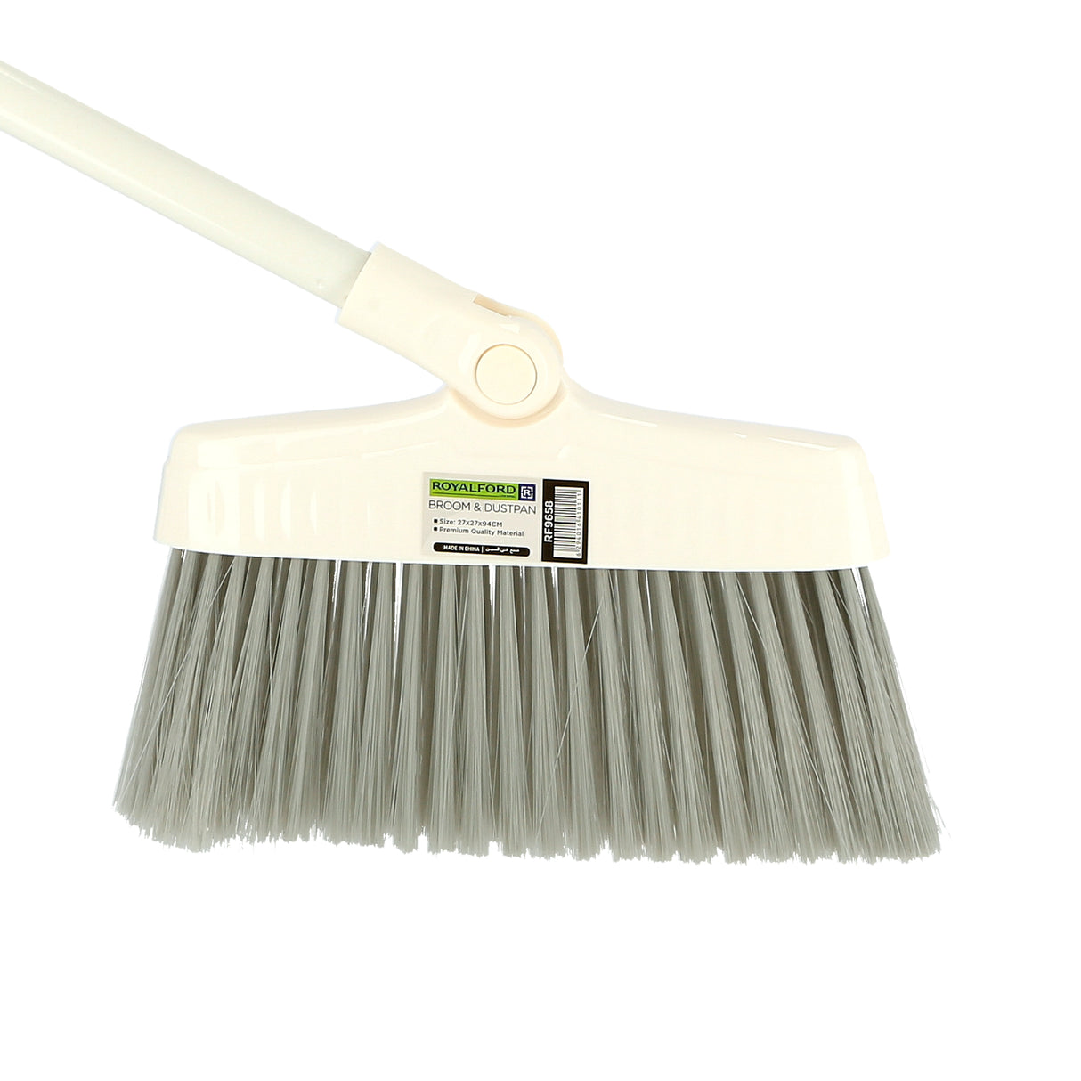 Royalford RF9658 Broom & Dustpan Set | Long Handle for Home, Office & Commercial Use | Durable Floor Cleaning Broom with Strong Bristles for Tile, Marble & Hard Floors
