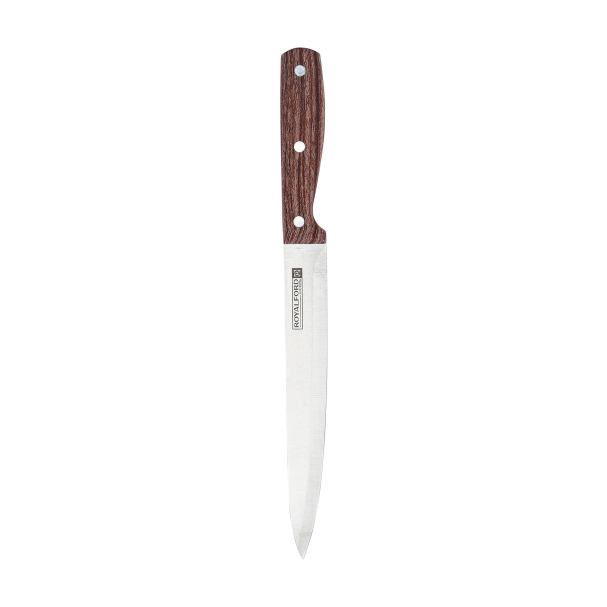 Royalford RF9661 8 Inch Stainless Steel Slicer Knife | Wooden Handle| Sharp Professional Kitchen Knife for Meat, Fish & Vegetable Slicing | Perfect For Daily Cutting Task