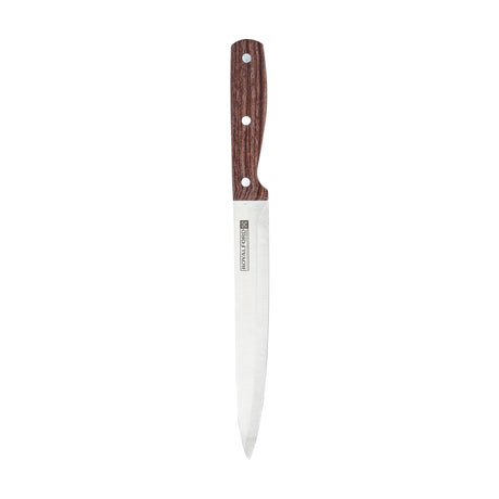 Royalford RF9661 8 Inch Stainless Steel Slicer Knife | Wooden Handle| Sharp Professional Kitchen Knife for Meat, Fish & Vegetable Slicing | Perfect For Daily Cutting Task