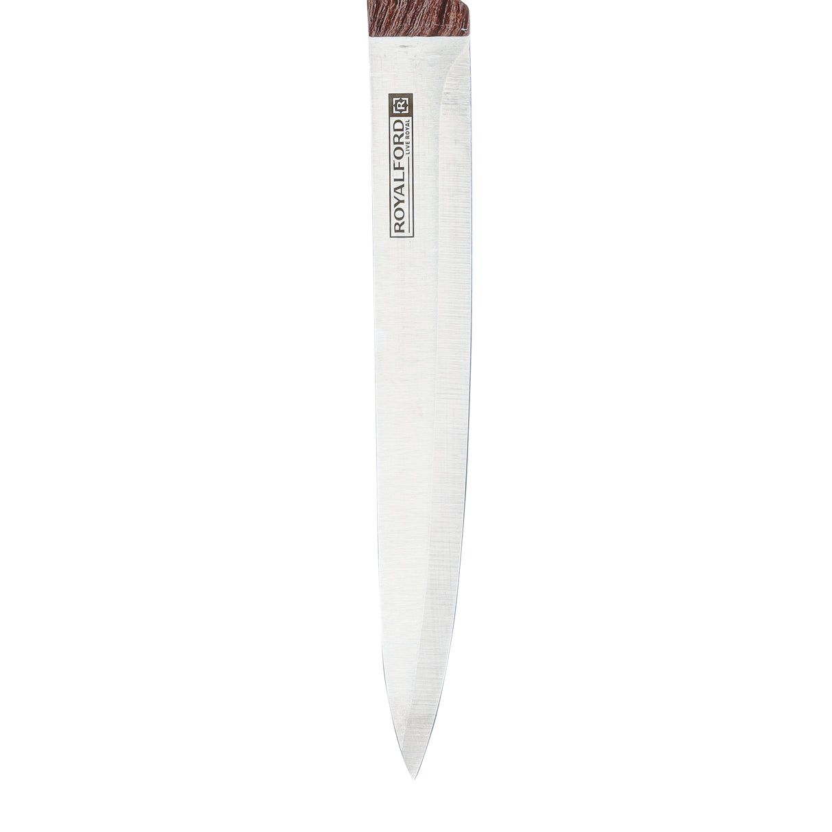 Royalford RF9661 8 Inch Stainless Steel Slicer Knife | Wooden Handle| Sharp Professional Kitchen Knife for Meat, Fish & Vegetable Slicing | Perfect For Daily Cutting Task