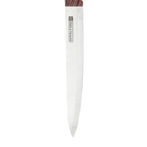 Royalford RF9661 8 Inch Stainless Steel Slicer Knife | Wooden Handle| Sharp Professional Kitchen Knife for Meat, Fish & Vegetable Slicing | Perfect For Daily Cutting Task
