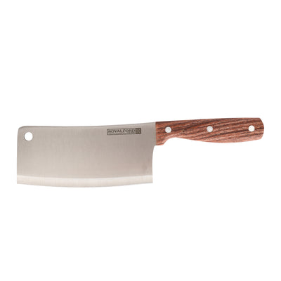 Royalford RF9664 Stainless Steel Meat Cleaver Knife | Wooden Handle | Heavy-Duty Kitchen Chopper for Meat, Fish, Vegetables | Perfect For Professional & Home Cooking Use