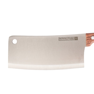 Royalford RF9664 Stainless Steel Meat Cleaver Knife | Wooden Handle | Heavy-Duty Kitchen Chopper for Meat, Fish, Vegetables | Perfect For Professional & Home Cooking Use