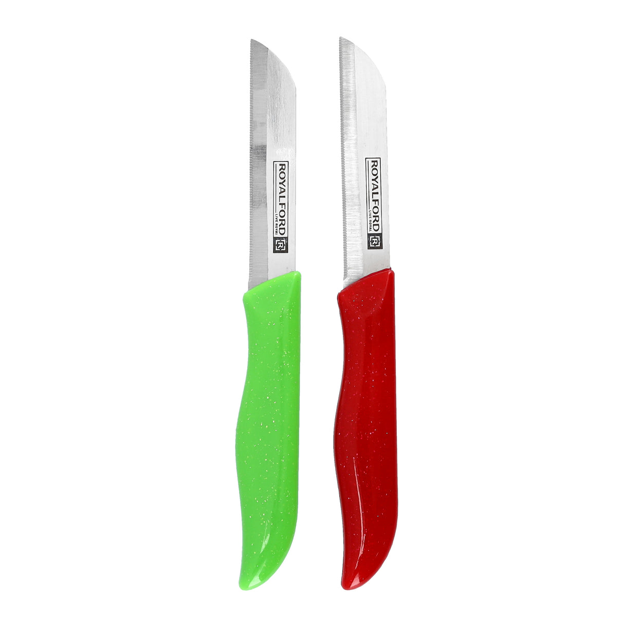 Royalford RF9686 2 Pcs Fruit Knife Set | Stainless Steel Blades | Sharp Fruit & Vegetable Knives | Ergonomic Polypropylene Handles for Daily Kitchen Cutting Tasks