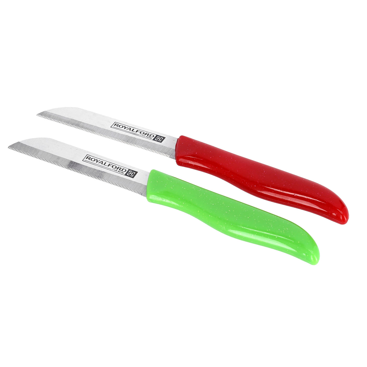 Royalford RF9686 2 Pcs Fruit Knife Set | Stainless Steel Blades | Sharp Fruit & Vegetable Knives | Ergonomic Polypropylene Handles for Daily Kitchen Cutting Tasks