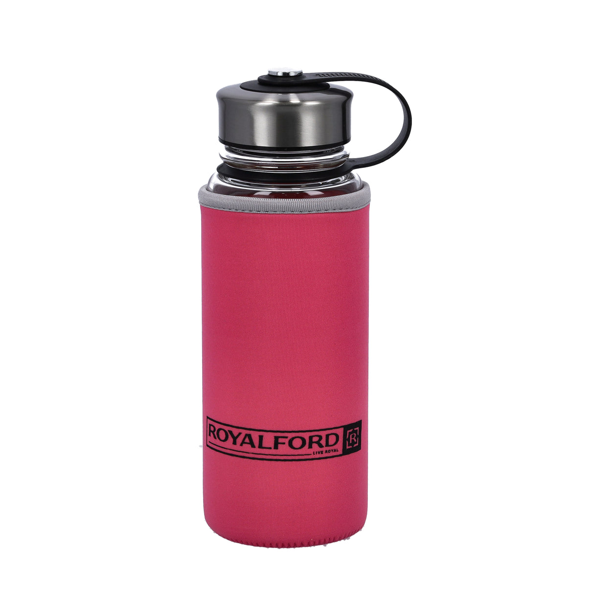 Royalford RF9695 Borosilicate Glass Bottle 800ml | Neoprene Sleeve| Leakproof Reusable Water Bottle for Office, Gym & Travel | Eco-Friendly Daily Hydration Use Needs