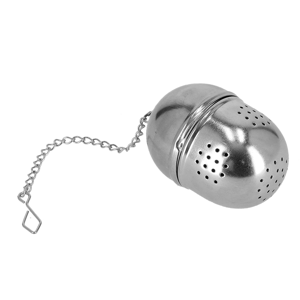 Royalford RF9697 304 Stainless Steel Tea Strainer with Chain | Egg Shaped Loose Leaf Tea Infuser with Hook for Cups, Mugs, Teapots & Daily Brewing Use| Anti-rust Design