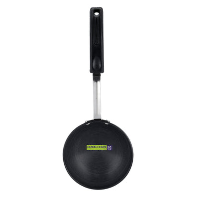 Royalford RF9706 11cm Hard Anodized Vagaria | Non-Stick Aluminium Tadka Pan | PFOA-Free Coating | Ergonomic Handle | Metal Spoon Friendly & Durable Kitchen Essential