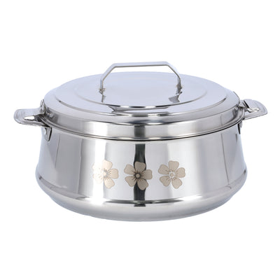 Royalford RF9717 Classic Belly 2500ml Double Wall Stainless Steel Hot Pot | Premium Insulated Food Warmer | Extra-deep body | Firm twist-lock lid | Heavy-duty rivets