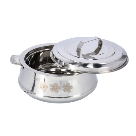 Royalford RF9717 Classic Belly 2500ml Double Wall Stainless Steel Hot Pot | Premium Insulated Food Warmer | Extra-deep body | Firm twist-lock lid | Heavy-duty rivets