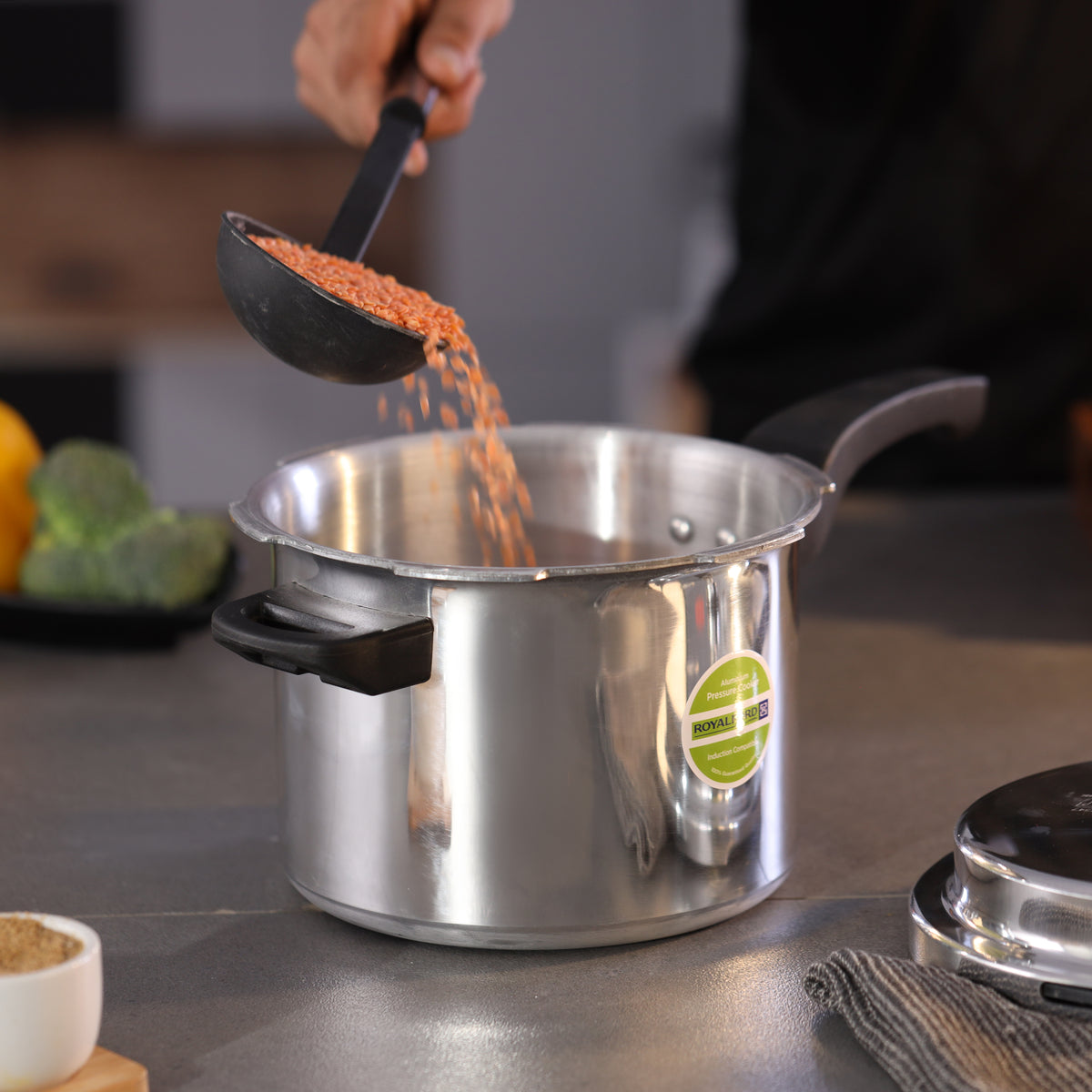 RoyalFord RF9751 5L Aluminium Pressure Cooker |Induction Compatible Heavy Duty Cooker|  Durable Aluminium Construction |Heavy-Duty Design  | 2 Year Warranty | Easy to Use