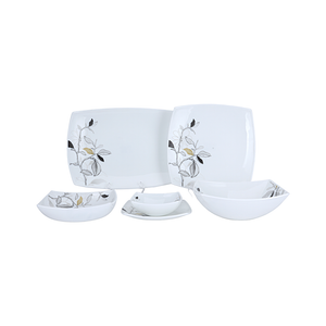 Royalford RF9753 27-Piece Opalware Dinner Set | Floral Dinnerware Set with Plates, Bowls & Serving Dishes | Chip-Resistant Construction | Lightweight Yet Durable