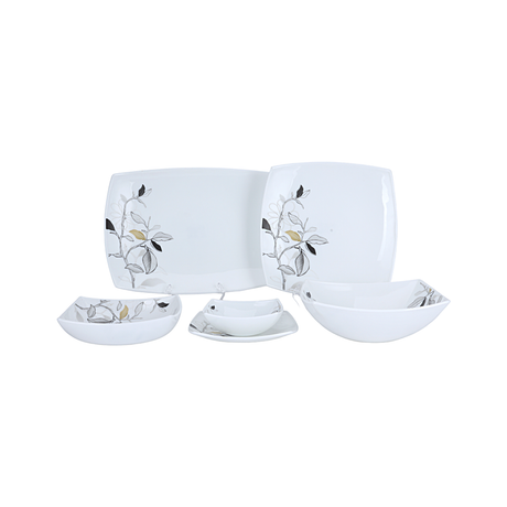 Royalford RF9753 27-Piece Opalware Dinner Set | Floral Dinnerware Set with Plates, Bowls & Serving Dishes | Chip-Resistant Construction | Lightweight Yet Durable