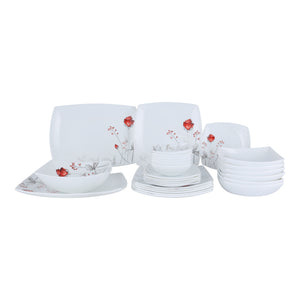 Royalford RF9754 27-Piece Floral Opalware Dinner Set | Microwave Safe | Premium Opalware Construction | Chip-Resistant Material | Stackable Design | Ideal for Daily Use