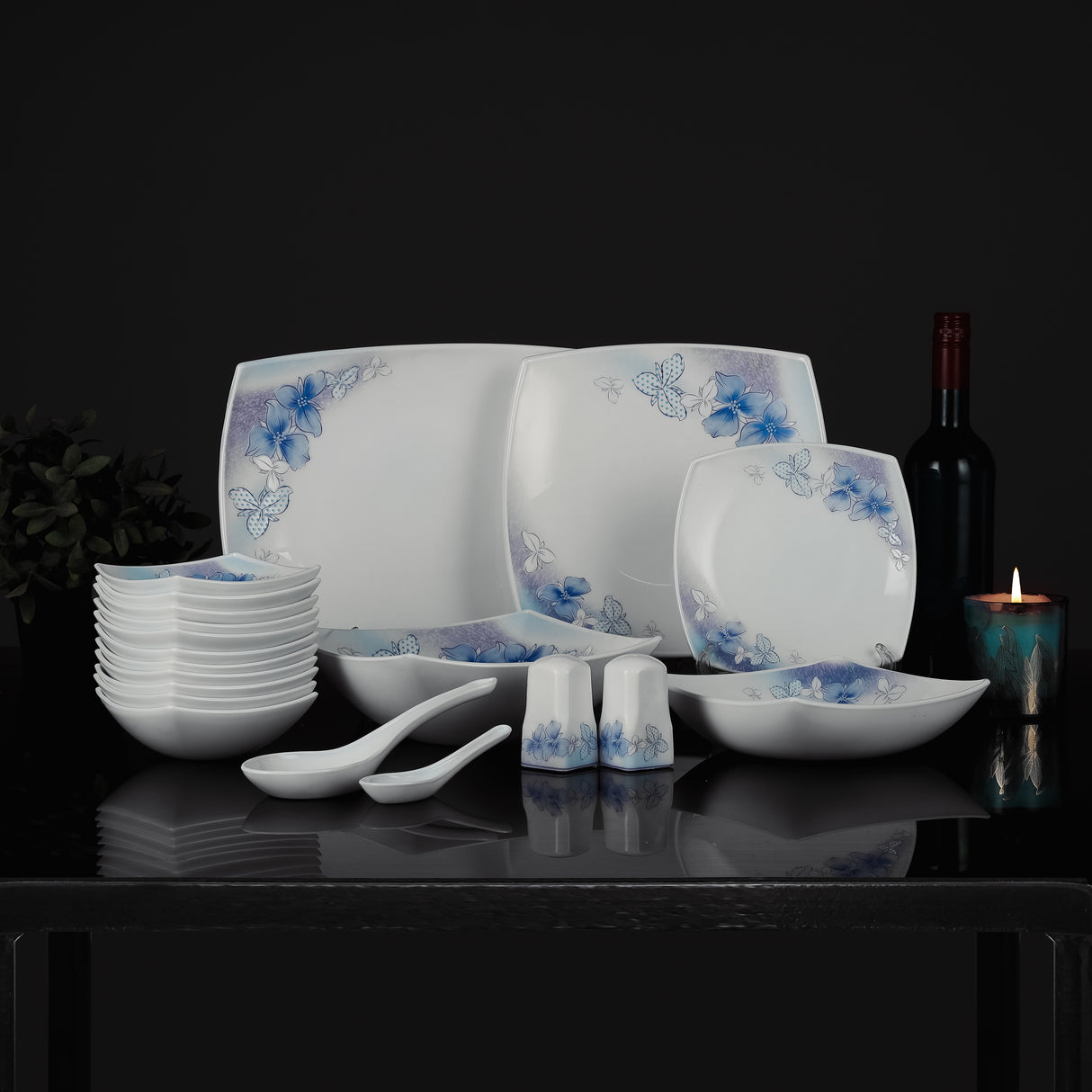 Royalford RF9757 71Pcs Opalware Dinner Set| lightweight |chip-resistant |elegant floral design| freezer, dishwasher & microwave safe |Perfect for family dining & gifting