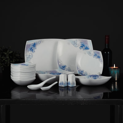 Royalford RF9757 71Pcs Opalware Dinner Set| lightweight |chip-resistant |elegant floral design| freezer, dishwasher & microwave safe |Perfect for family dining & gifting