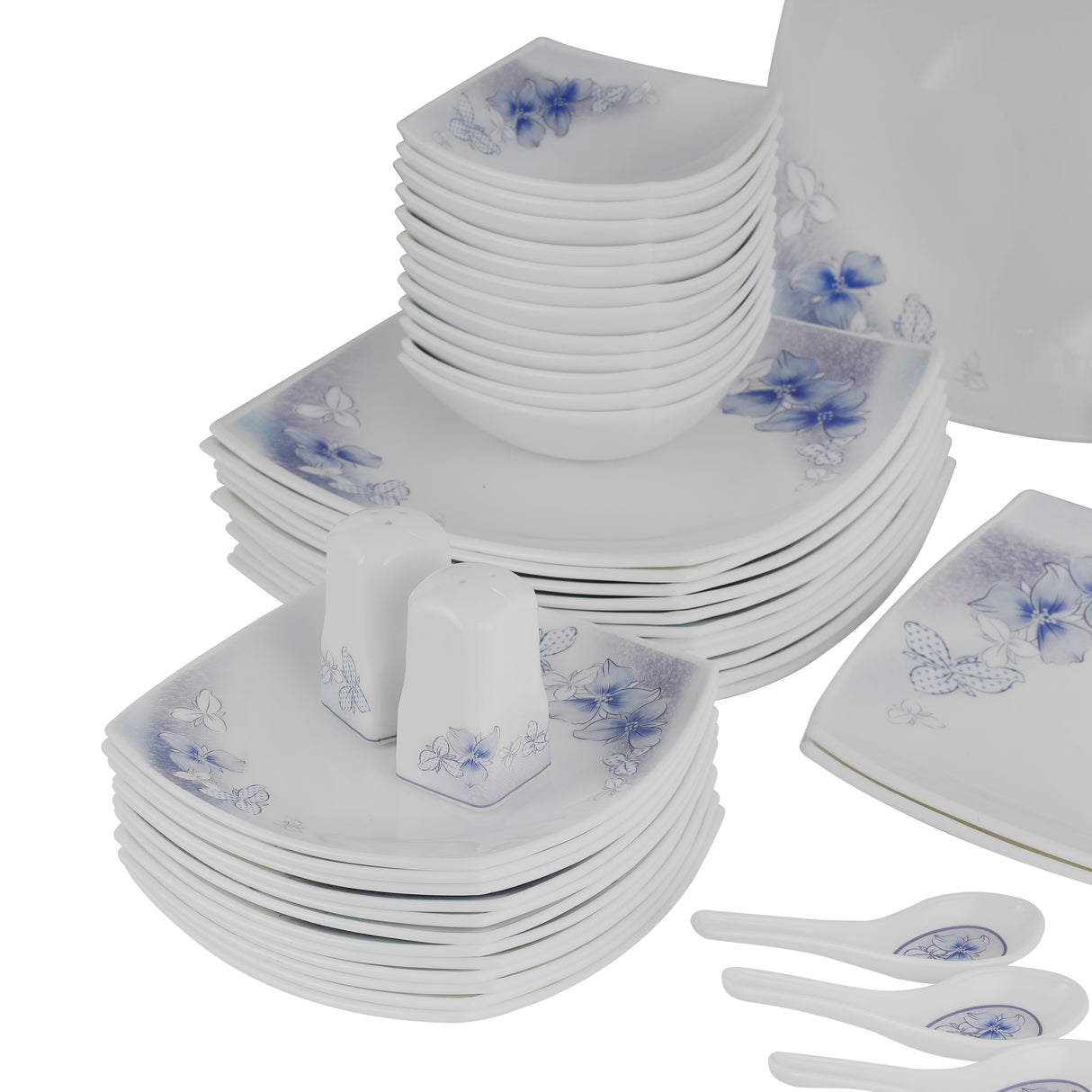 Royalford RF9757 71Pcs Opalware Dinner Set| lightweight |chip-resistant |elegant floral design| freezer, dishwasher & microwave safe |Perfect for family dining & gifting