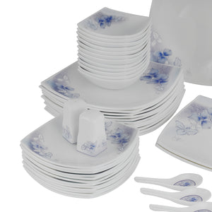 Royalford RF9757 71Pcs Opalware Dinner Set| lightweight |chip-resistant |elegant floral design| freezer, dishwasher & microwave safe |Perfect for family dining & gifting