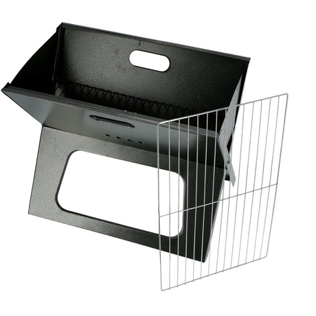 Royalford RF9764 Portable Foldable BBQ Grill | Lockable Grate for Camping & Outdoor Cooking | Lightweight Iron Barbecue | Space-Saving Design | Easy to Clean & Store