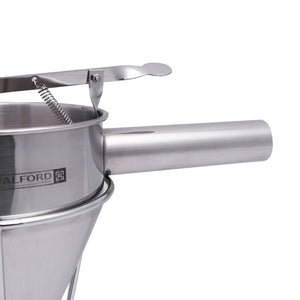 Royalford RF9770 Stainless Steel Batter Dispenser | Premium Spring Valve Funnel | 8mm Funnel Design | Drip-Free Flow Control for Cake, Dosa, Pancake, Waffle Etc