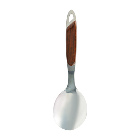 Royalford RF9772 Stainless Steel Rice Spoon | Wooden Finish Polymer Handle for Serving & Cooking | Durable | Ergonomic| Rust-Resistant & Dishwasher Safe Kitchen Utensil