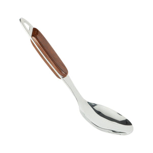 Royalford RF9772 Stainless Steel Rice Spoon | Wooden Finish Polymer Handle for Serving & Cooking | Durable | Ergonomic| Rust-Resistant & Dishwasher Safe Kitchen Utensil