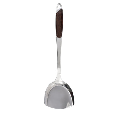 Royalford RF9774 Stainless Steel Turner | Wooden Finish Polymer Handle for Flipping & Cooking | Durable | Ergonomic| Rust-Resistant & Dishwasher Safe Kitchen Turner