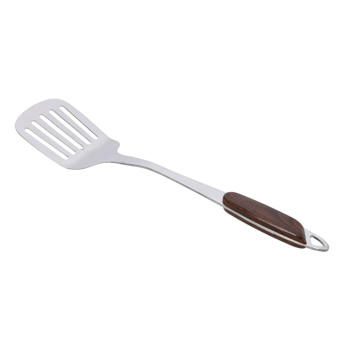 Royalford RF9776 Stainless Steel Slotted Turner | Wooden Finish Polymer Handle for Frying & Flipping | Ergonomic | Durable & Dishwasher Safe Kitchen Cooking Utensil